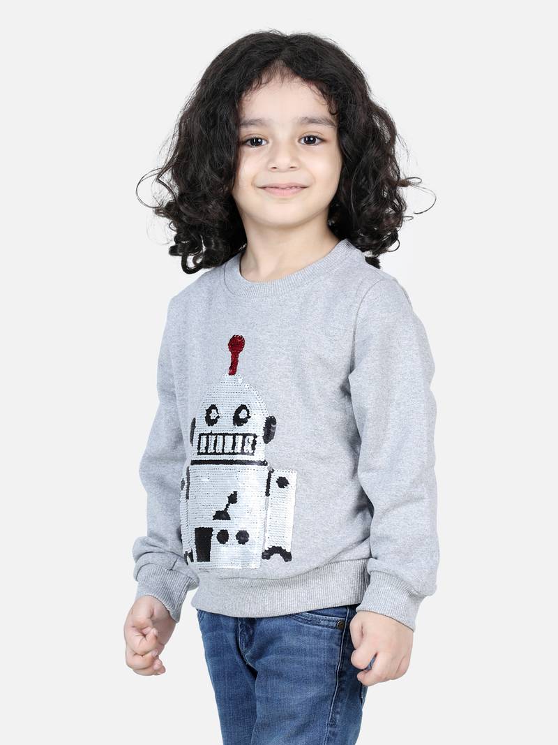 BownBee Boys Full Sleeve Sweatshirt - Gray