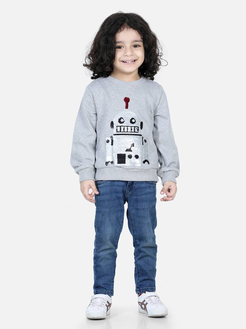 BownBee Boys Full Sleeve Sweatshirt - Gray