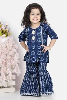 BownBee Girls Kurti with Sharara - Blue