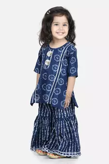 BownBee Girls Kurti with Sharara - Blue