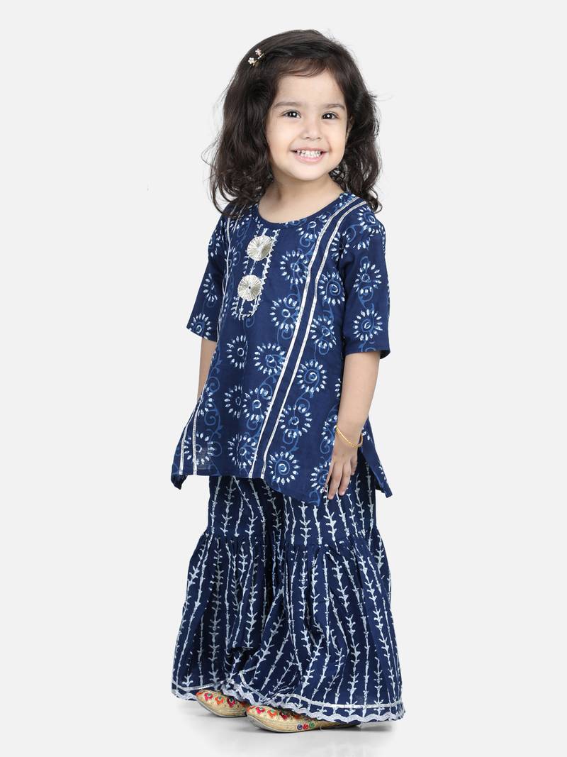 BownBee Girls Kurti with Sharara - Blue