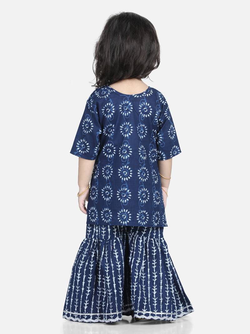 BownBee Girls Kurti with Sharara - Blue