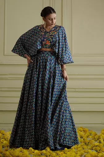Maaya Cape Blouse And Lehenga Set