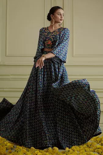 Maaya Cape Blouse And Lehenga Set
