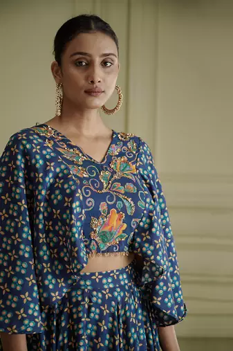 Maaya Cape Blouse And Lehenga Set