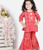 BownBee Girls Kurti with Sharara - Red