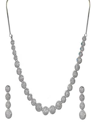 American Diamond White Necklace Set For Women 2