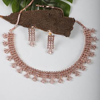 American Diamond Gold Necklace Set For Women 1