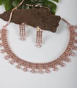American Diamond Gold Necklace Set For Women