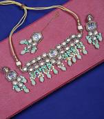Steorra Jewels Traditional Jaipuri Light Green Necklace Set For Women