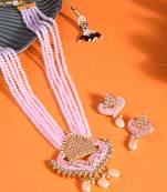 Steorra Jewels Traditional Jaipuri Baby Pink Necklace Set For Women