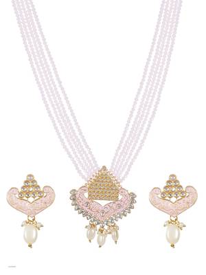 Steorra Jewels Traditional Jaipuri Baby Pink Necklace Set For Women 2