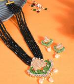 Steorra Jewels Traditional Jaipuri Green Necklace Set For Women