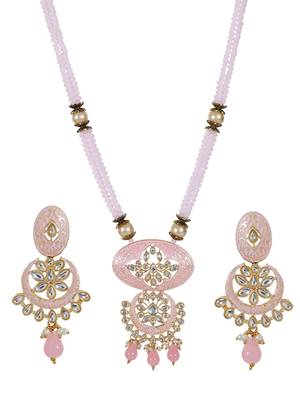 Steorra Jewels Traditional Jaipuri Baby Pink Necklace Set For Women 2