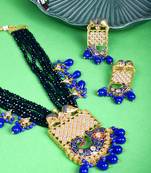 Steorra Jewels Traditional Jaipuri Blue Necklace Set For Women