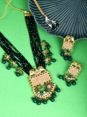 Steorra Jewels Traditional Jaipuri Green Necklace Set For Women 1