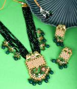 Steorra Jewels Traditional Jaipuri Green Necklace Set For Women