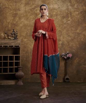 Sitaara Brick Orange Kurta Set 1
