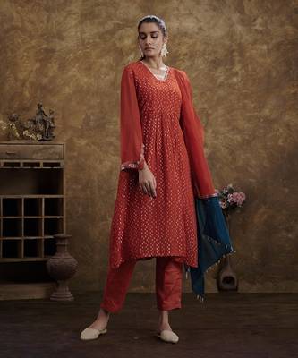 Sitaara Brick Orange Kurta Set 2
