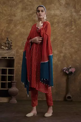 Sitaara Brick Orange Kurta Set