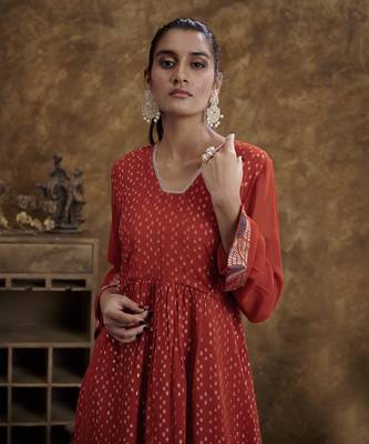 Sitaara Brick Orange Kurta Set 4
