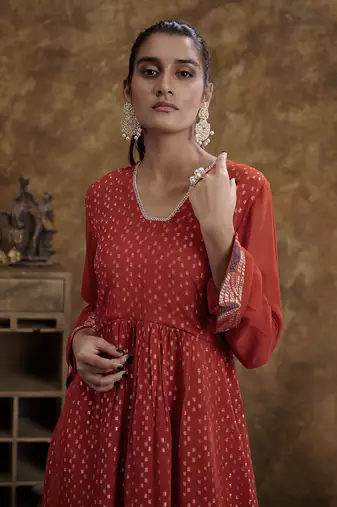 Sitaara Brick Orange Kurta Set