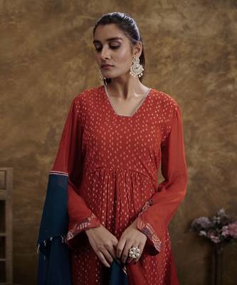Sitaara Brick Orange Kurta Set 5