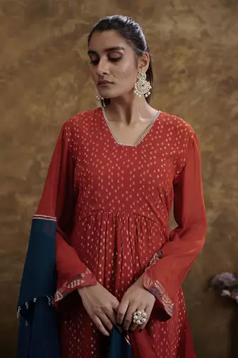 Sitaara Brick Orange Kurta Set