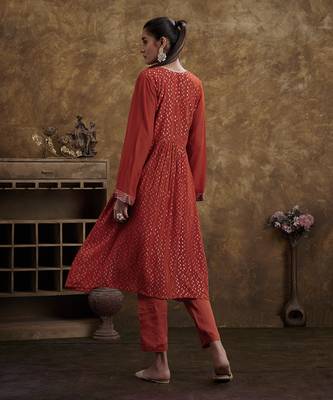 Sitaara Brick Orange Kurta Set 6