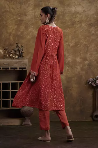 Sitaara Brick Orange Kurta Set