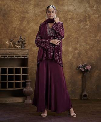 Sitaara Wine Flared Pants And Top 1