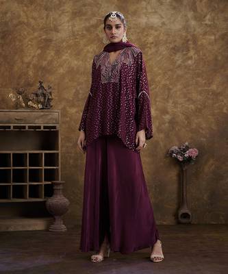 Sitaara Wine Flared Pants And Top 2
