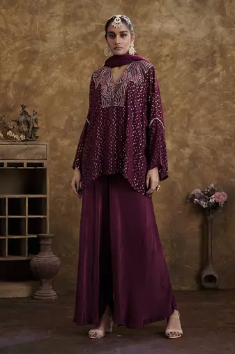 Sitaara Wine Flared Pants And Top