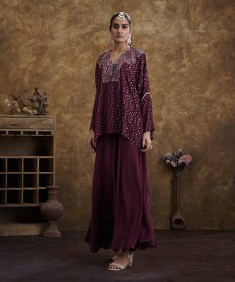 Sitaara Wine Flared Pants And Top 3