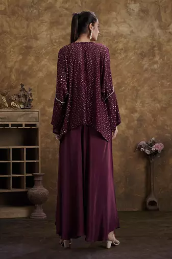 Sitaara Wine Flared Pants And Top