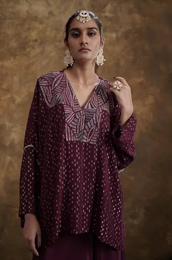 Sitaara Wine Flared Pants And Top
