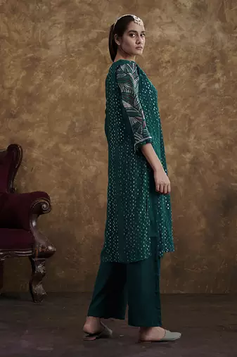 Sitaara Bottle Green Kurta Set