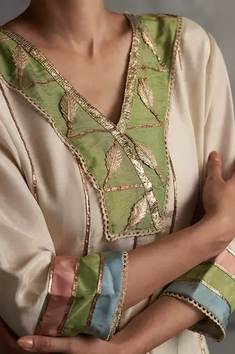 Sunehri Ivory Anarkali Set