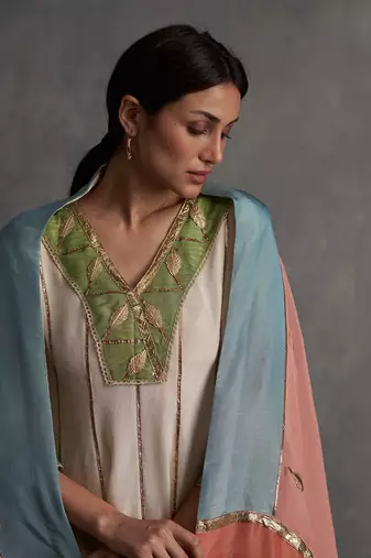 Sunehri Ivory Anarkali Set