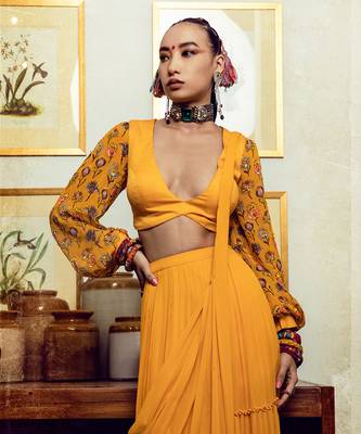 Yellow Foral Butta Print Saree 2
