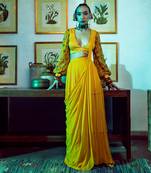 Yellow Foral Butta Print Saree