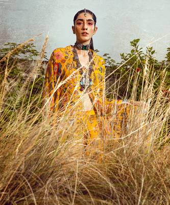 Yellow Jaal Print Kaftan 2