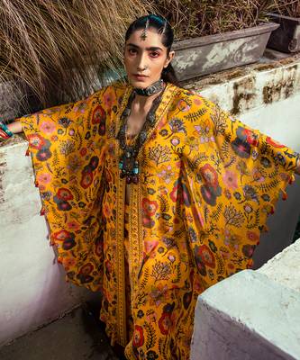 Yellow Jaal Print Kaftan 1