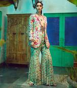 Mint Green Jaal Print Pant Set