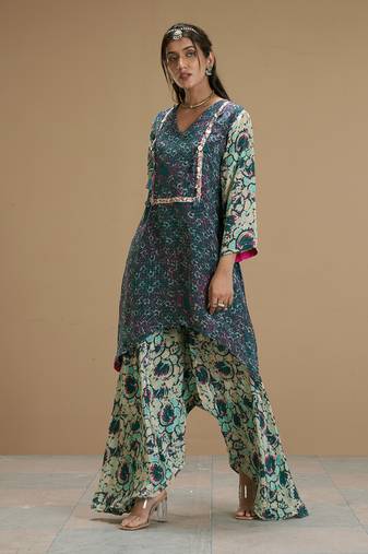 Taabir Assymetrical Kurta With Flared Pants