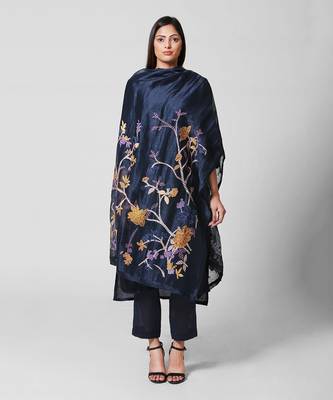 Dark Blue Embroidered Kurta Set 1
