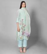 Sea Green Applique Embroidered Kurta Set