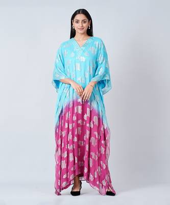 Blue And Magenta Ombre Full Length Kaftan 2