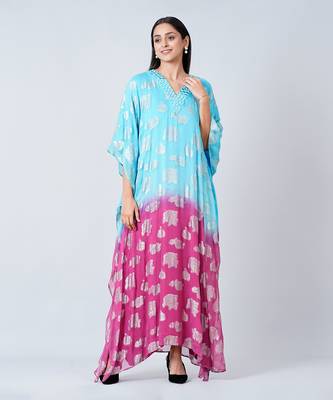 Blue And Magenta Ombre Full Length Kaftan 3