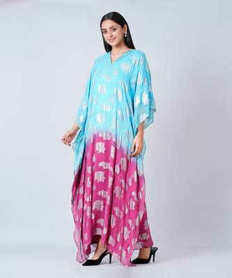 Blue And Magenta Ombre Full Length Kaftan 4